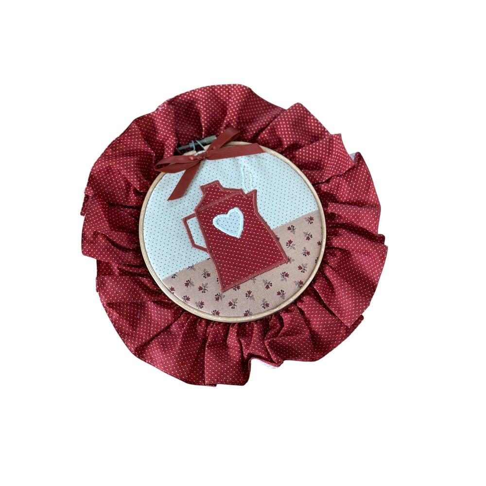 Cute‎ vintage quilted tea pot hanging wall decor handmade